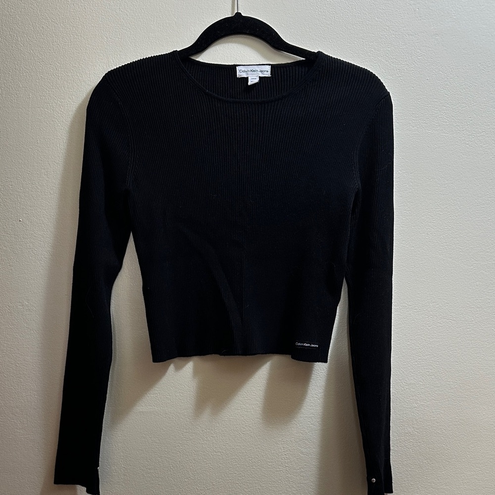 Calvin Klein Jeans Black Ribbed Crop Top